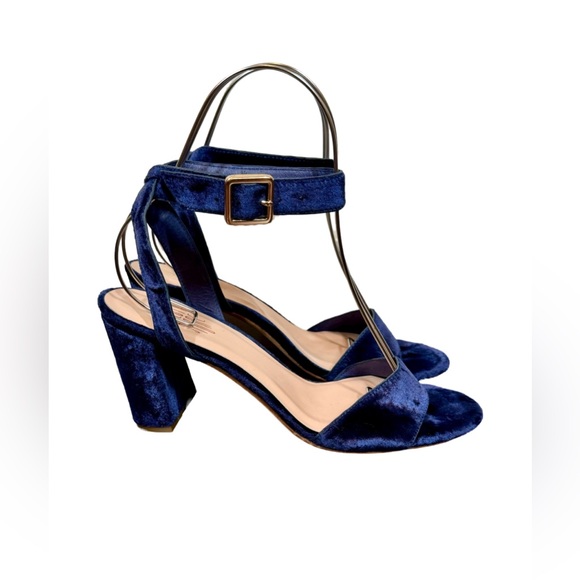 Charlotte Stone Samia Velvet Ankle Strap Heels in Royal Blue Anthropologie - Picture 5 of 9
